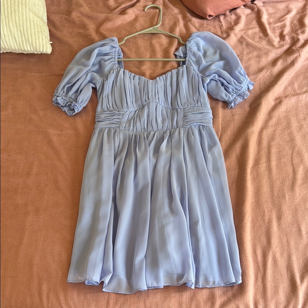 Abercrombie & Fitch Blue Smocked Sundress with Puff Sleeves